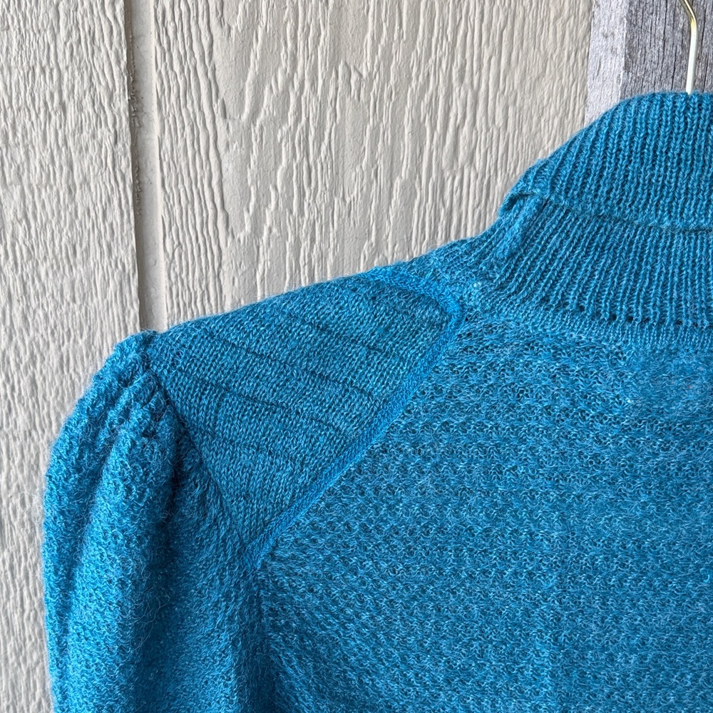 Vintage Teal Blue Turtleneck Sweater - Picture 7 of 10
